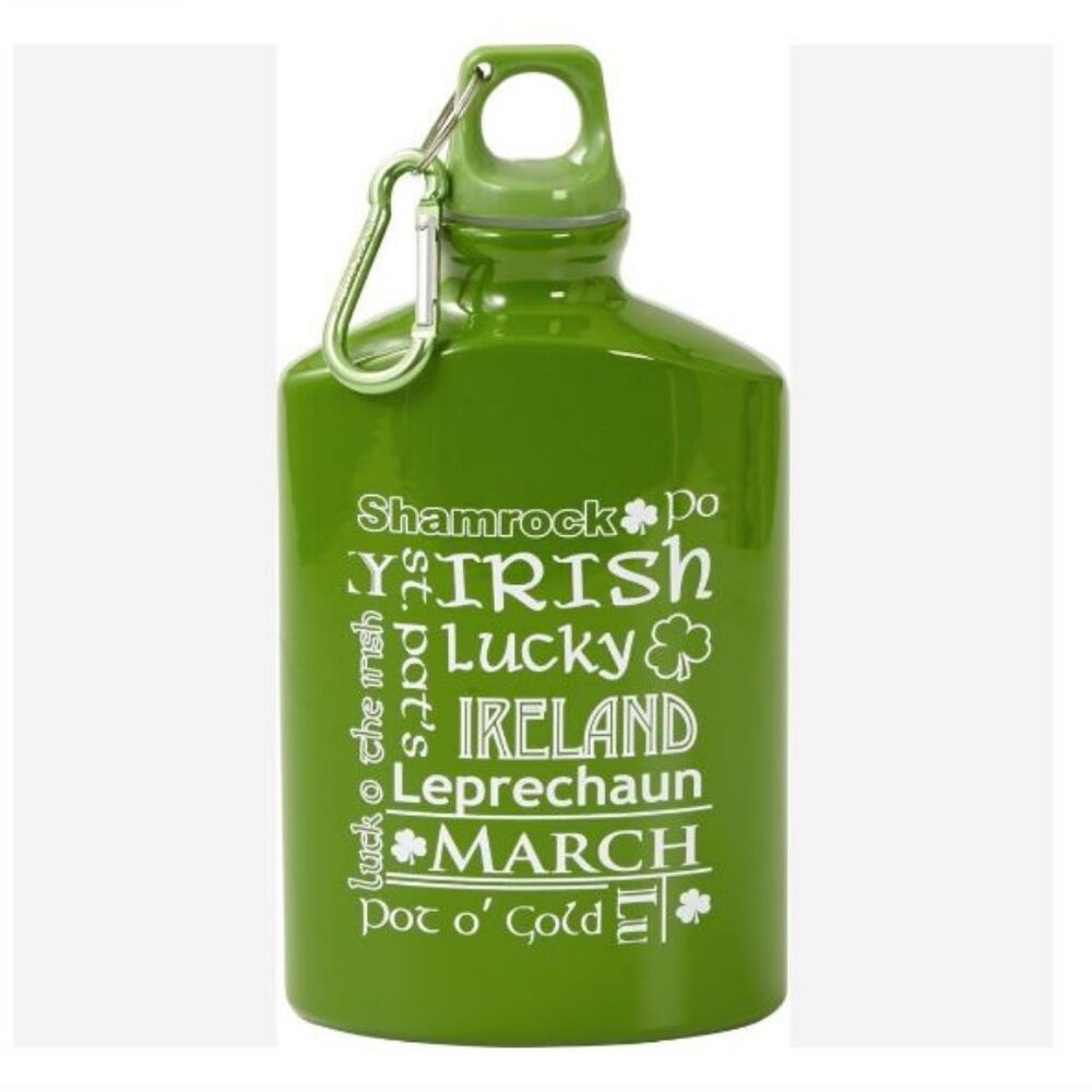 ☘️ IRISH Whiskey FLASK Aluminum Shamrock St. Patricks Paddy's Hip Clip NEW ☘️